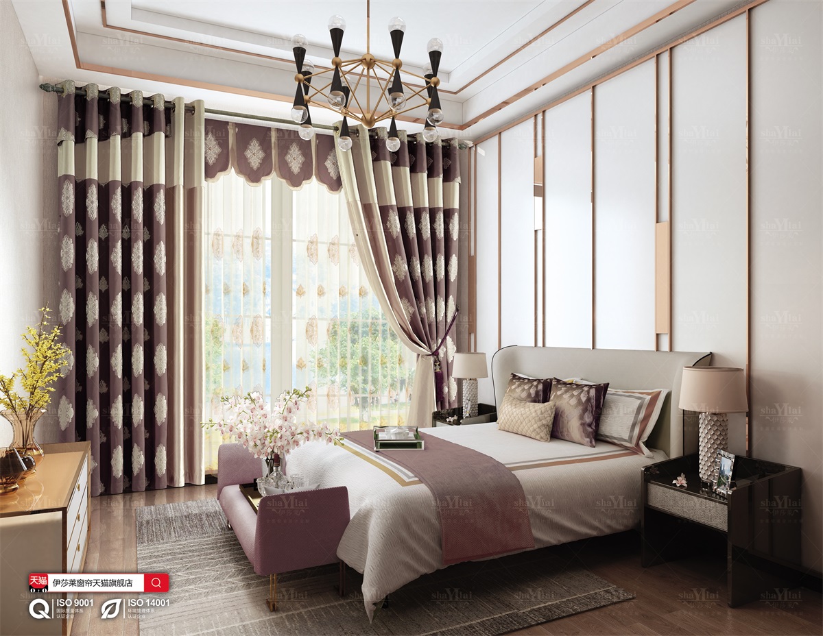 黄瓜成视频人APP-黄瓜AV网站轻奢卧室窗帘效果图